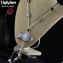 Uglyless-collar de plata de ley 925 con forma de pez para mujer, cadena con colgantes, estilo étnico, de gran tamaño, animales, peces, C145 2024 - compra barato