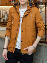 Moda masculina primavera outono casaco com capuz jaqueta estilo casual zip up marrom preto exército verde z12 2024 - compre barato