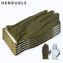 HENDUGLS-guantes de trabajo de cuero para hombre, guantes ultrafinos de seguridad, suaves, verdes, para plantar en el jardín, 5 uds., envío gratis, 620E 2024 - compra barato