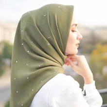 Cachecol muçulmano de algodão quadrado, 110*110cm, echarpe hijab de malásia com strass simples, cachecol de cabeça islâmico, foulard feminino 2024 - compre barato