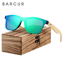 BARCUR New Polarized Bamboo Sunglasses for Men Women Handmade Wood Sun Glasses Black Lenses UV400 Eyewear oculos de sol 2024 - buy cheap