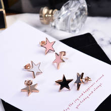 YUN RUO Soft Enamel Pink White Star Stud Earring Rose Gold Color 316L Stainless Steel Fashion Jewelry woman Gift hypoallergenic 2024 - buy cheap