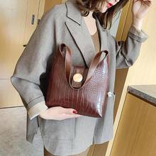 Crocodile Pattern Crossbody Bags Women PU Leather Handbags Solid Color Shoulder Bag Simple Elegant Shopping Totes  Saddle Bags 2024 - buy cheap