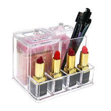 Fashion Multifunction Lipstick Organizer Cotton Pad/Swab Holder Box With Lid 4 Grids Lipstick 1 Brush Holder 2 Slots With Cover 2024 - buy cheap