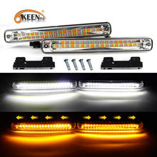 OKEEN-luces LED blancas de circulación diurna para coche, luz de señal de giro de flujo amarillo, 12V, montaje drl impermeable, accesorios de lámpara antiniebla, 2 uds. 2024 - compra barato