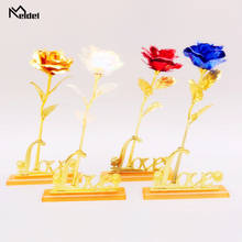 Meldel 24K Foil Plated Rose Valentine's Day Gift Lover's Rose Artificial With Love Base Gold Rose Wedding Decoration Faux Flores 2024 - buy cheap