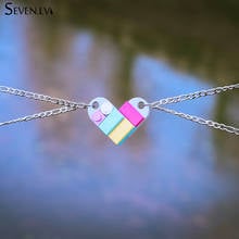 2pcs/set Building brick love heart pendant Couple Necklaces stainless steel Chain Necklace Charm Jewelry Gift for women and men 2024 - buy cheap