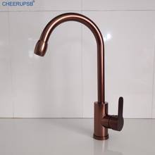 Rose Gold Kitchen Sink Faucets Steam Water Deck Mount Tap Rotatable Hot Cold Faucets Single Handle Hole Black Round Pipe Taps K2 2024 - buy cheap