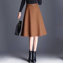 Falda de lana a la moda para mujer, faldas de cintura alta, largo plisado, negro y caqui, S431, otoño e invierno, 2019 2024 - compra barato