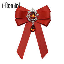 i-Remiel Fashion Red Ribbon Bow Brooch Rhinestone Crystal Fabric Cloth Art Luxury Wedding Dress Pins And Brooches Gift For Women 2024 - buy cheap