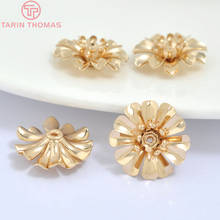 6PCS 15MM 24K Champagne Gold Color Plated Brass Flower Spacers Beads Caps High Quality Diy Jewelry Accessories 2024 - buy cheap