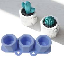 Molde de silicone para garrafas de concreto com 3 espaços, para fazer vasos de cimento, decoração diy, como flores e concreto 2024 - compre barato