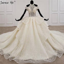 Serene Hill Champagne Off Shoulder Sexy Wedding Dress 2020 Handmade Flowers Beading High-end Bridal Gown Custom Made CHX0088 2024 - buy cheap