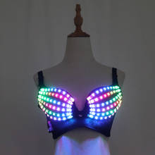 Sutiã luminoso led colorido com pixel, roupa íntima para dança do ventre, traje de festa luzes 2024 - compre barato
