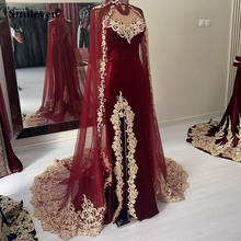 Smileven Burgundy Karakou Algerian Caftan Mermaid Evening Dresses With Lace Shawal Prom Dress  Party Gowns 2024 - buy cheap