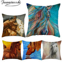 Fuwatacchi Abstract Horse Printed Pillow Case Animals Pictures Throw Pillow Covers For Home Sofa Square Decorative Cushion Cover 2024 - buy cheap