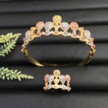 Lindo bracelete romântico com coroa, joia da moda, luxuoso, com anel banquete, melhor presente diário 2024 - compre barato