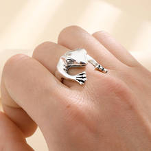 Vg 6ym 2021 nova moda punk estilo prata cor gato abertura anéis design simples animal anéis ajustáveis para festa feminino jóias 2024 - compre barato