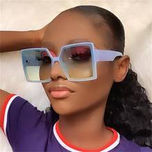 Women's Vintage Fashion Blue Orange Sunglasses For Women Summer Gradient Square Shades Transparent Sun Glasses Female UV400 2024 - buy cheap