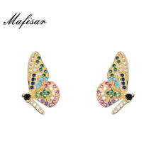 Mafisar Hot Sale Colourful CZ Stud Earrings For Women Fashion Cute Butterfly Earring Crystal Female Jewelry 2024 - buy cheap