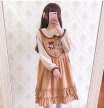 Vestido gótico de lolita op loli para chica kawaii, vestido retro de encaje, bonito bordado, cuello peter pan, Victoriano, suelto 2024 - compra barato