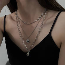 Zoshi prata banhado a corrente colar para mulheres verão punk jóias multi camadas pingente gargantilhas colar festa 2024 - compre barato