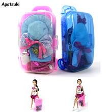 1 шт. модный пластиковый 3D милый чехол для багажа для путешествий, чехол для мини-чемодана для куклы Барби, кукольный домик, мебель, аксессуары для детских игрушек 2024 - купить недорого