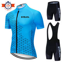 STRAVA-Conjunto de ciclismo profesional de manga corta para hombre, ropa deportiva para bicicleta de montaña, 4 colores, uniforme de verano transpirable, 2021 2024 - compra barato