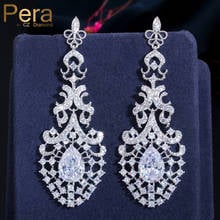 Pera Bohemian Gorgeous White Gold Long Hanging Drop Earrings with Cubic Zircon for Elegant Women Banquet Party Ear Jewelry E486 2024 - buy cheap