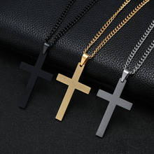 Simple Cool Boy Stainless Steel Cross Men Necklace Punk Tiny Pendant Silver Color Chain Male Fashion Jewelry Gift 2021 2024 - buy cheap