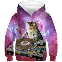 Autumn Winter Children Colorful Space Galaxy 3D Hoodies Boys Girls DJ Music Animal Cat Printed Kids Hooded Sweatshirts 2024 - buy cheap