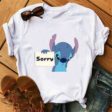 2020 Summer Fashion Women T-shirts Disney Cartoon Lio Stitch Ohana Tops Graphic Korean Style Female Tshirts for Women O-neck Tee 2024 - buy cheap