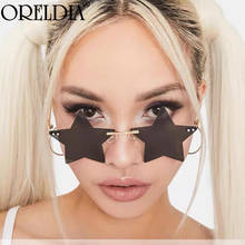 Luxury Fashion Punk Rimless Sunglasses Women Men Five-pointed Star Sun Glasses Metal Shades For Retro Lady Mirror Eyewear UV400 2024 - buy cheap
