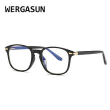 WERGASUN Womens Vintage UV400 Spectacle Square Glasses Frame Computer Gaming Clear Lens Anti-UV Anti Blue Light Rivet Eyeglasses 2024 - buy cheap