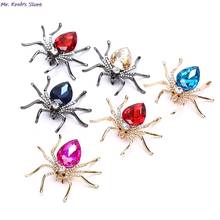 Broches de aranha de cristal para mulher strass inseto pinos & broches broche de casamento acessórios elegantes 2024 - compre barato