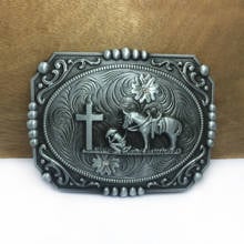 Buckleclub wholesale zinc alloy retro western horse and cross belt buckle FP-03677 LUXURIOUS cowboy jeans gift belt buckle 2024 - buy cheap