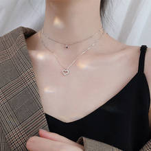 Womens Jewelry Wedding Heart Necklaces   Double Layer Cubic Zirconia Clavicle Short Choker Necklace for Female 2024 - buy cheap