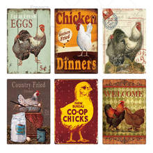 Letrero de estaño de pollo, placa de Metal Vintage, decoración de pared de granja, gallo, letreros de Metal Retro (20x30cm) 2024 - compra barato