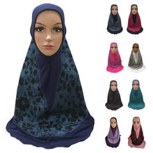 Gorro hiyab con estampado de Amira musulmán para mujer, turbante con tapa de cabezal árabe islámico, Bandana de oración de Oriente Medio, una pieza 2024 - compra barato
