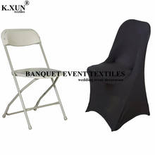 Capa de cadeira dobrável de cor preta, capa de cadeira de lycra spandex, decoração de festa de casamento e eventos 2024 - compre barato