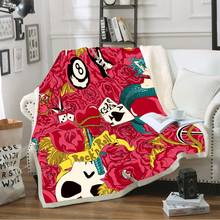 Red Rose Splendid Throw Blanket Mermaid Playing Card Cozy Nap Blankets Sherpa Fleece Covering TV Blanket Warmth Outdoor Blanket 2024 - buy cheap