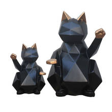 Nordic origami artesanato gato sorte miniatura modelo casa acessórios de decoração preto animal estatueta ornamento resina artesanato decoração 2024 - compre barato
