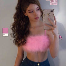 BKLD 2020 New Fashion Women Sexy Crop Tops Solid Summer Camisole Women Tank Tops Vest Sleeveless Fluffy Top Pink Clothing 2024 - buy cheap