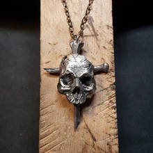 EYHIMD Broken Damaged Face Stainless Steel Skull Cross Pendant Necklace Fashion Biker Rock Punk Jewelry 2024 - buy cheap
