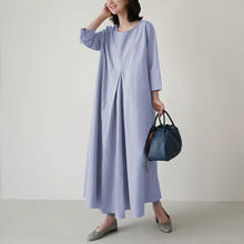 ZANZEA-vestido de lino y algodón para mujer, caftán informal de manga larga, Estilo Vintage, talla s-s 2024 - compra barato