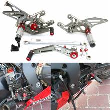 Descanso de pé para motocicleta cnc, conjunto traseiro ajustável, apoio para os pés, honda cbr1000rr, 2017, 2018, 2019 2024 - compre barato