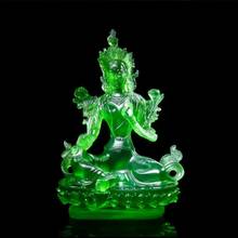 Estatua de decoración del hogar, suministros tibetanos de resina de 21cm, se mantiene seguro, escultura tántrica de Tara Verde, Bodhisattva, eficiente 2024 - compra barato