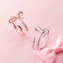 MloveAcc Sterling Silver 925 Minimalist Simple Rose Gold Bowknot Finger Rings for Women Luxury Fine Jewelry Bijoux 2019 New 2024 - buy cheap