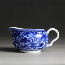 Jarra de té China Jingdezhen, taza de té de porcelana azul y blanca, Taza de cerámica para espumar leche, café, Latte 2024 - compra barato