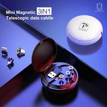 3 em 1 cabo usb magnético carregamento telescópico data linha para iphone huawei samsung xiaomi micro tipo c cabo de carregamento rápido linha 2024 - compre barato